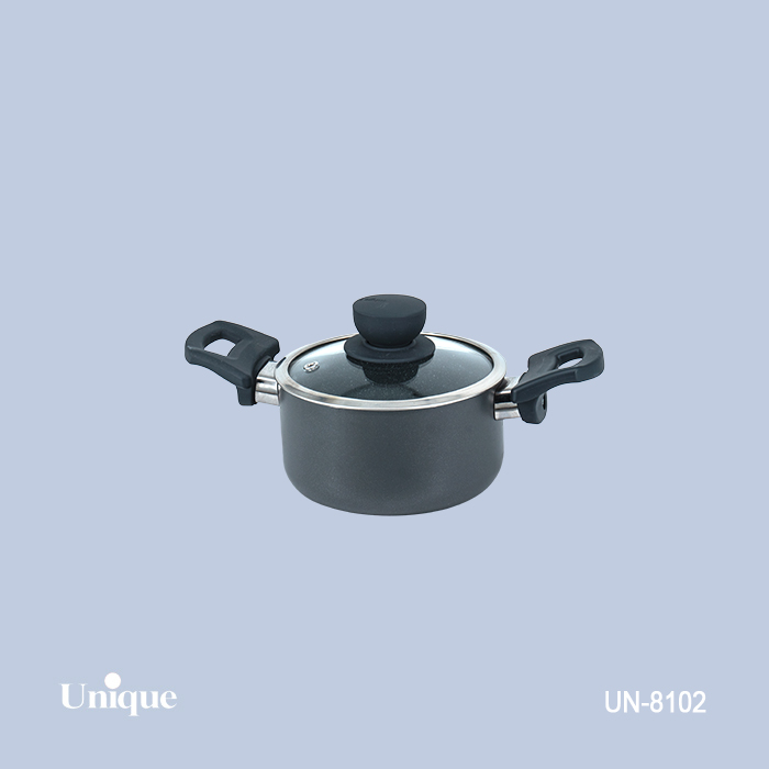 قابلمه تک سایز 14 برند یونیک Unique کد UN-8102 گرانیتی طوسی رنگ دسته باکالیتی