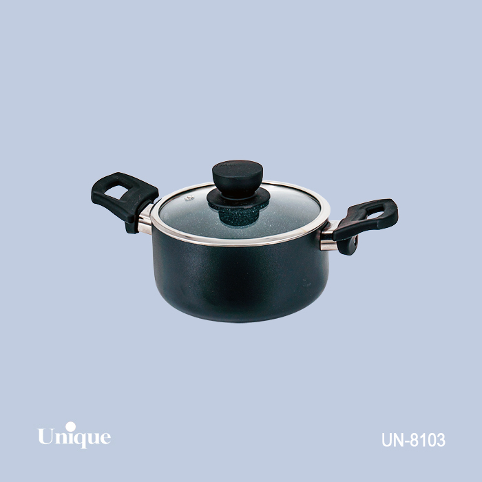 قابلمه تک سایز 16 برند یونیک Unique کد UN-8103 گرانیتی مشکی رنگ دسته باکالیتی