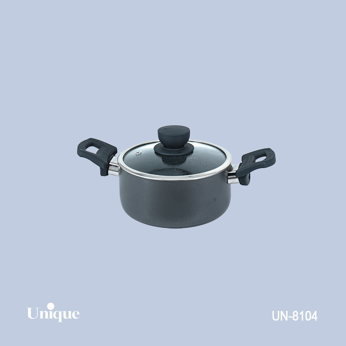 قابلمه تک سایز 16 برند یونیک Unique کد UN-8104 گرانیتی رنگ طوسی تیره دسته باکالیتی