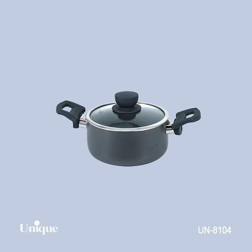 قابلمه تک سایز 16 برند یونیک Unique کد UN-8104 گرانیتی رنگ طوسی تیره دسته باکالیتی