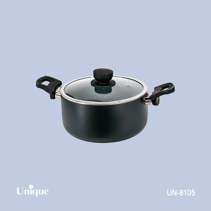 قابلمه تک سایز 20 برند یونیک Unique کد UN-8105 گرانیتی رنگ مشکی دسته باکالیتی