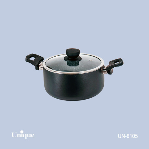 قابلمه تک سایز 20 برند یونیک Unique کد UN-8105 گرانیتی رنگ مشکی دسته باکالیتی