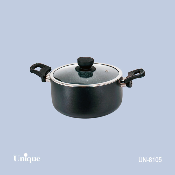 قابلمه تک سایز 20 برند یونیک Unique کد UN-8105 گرانیتی رنگ مشکی دسته باکالیتی