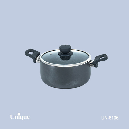 قابلمه تک سایز 20 برند یونیک Unique کد UN-8106 گرانیتی رنگ طوسی تیره دسته باکالیتی