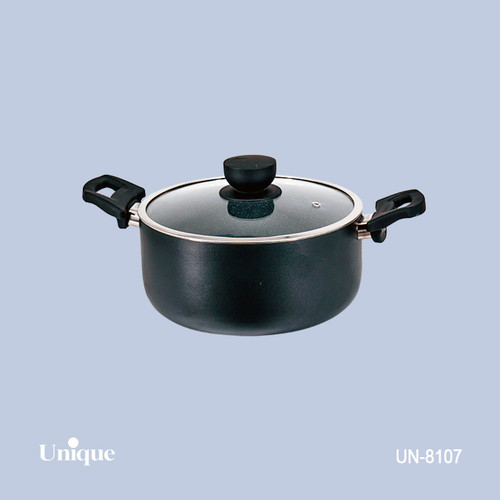 قابلمه تک سایز 24 برند یونیک Unique کد UN-8107 گرانیتی رنگ مشکی دسته باکالیتی