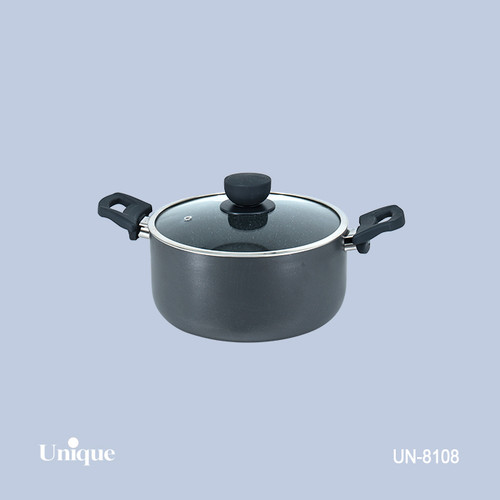 قابلمه تک سایز 24 برند یونیک Unique کد UN-8108 گرانیتی رنگ طوسی تیره دسته باکالیتی