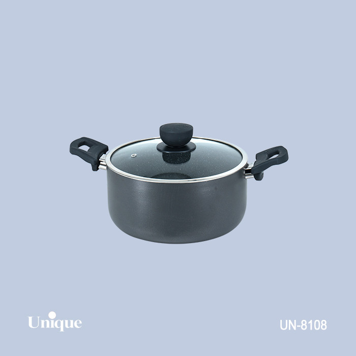 قابلمه تک سایز 24 برند یونیک Unique کد UN-8108 گرانیتی رنگ طوسی تیره دسته باکالیتی