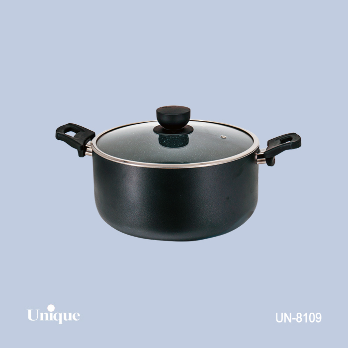 قابلمه تک سایز 28 برند یونیک Unique کد UN-8109 گرانیتی رنگ مشکی دسته باکالیتی