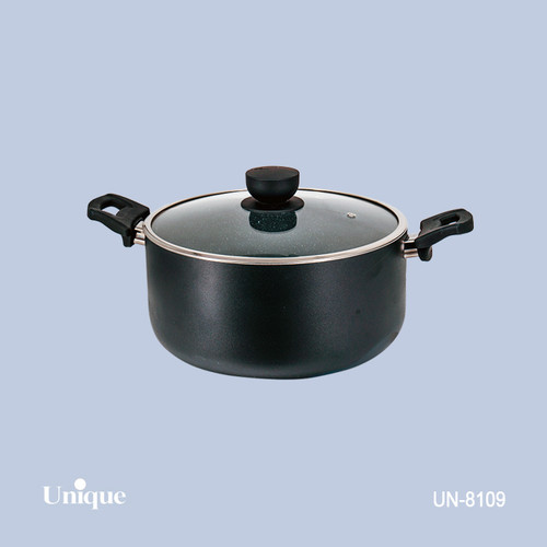قابلمه تک سایز 28 برند یونیک Unique کد UN-8109 گرانیتی رنگ مشکی دسته باکالیتی
