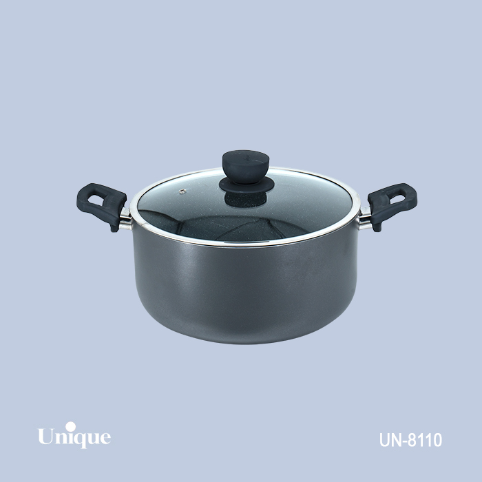 قابلمه تک سایز 28 برند یونیک Unique کد UN-8110 گرانیتی رنگ طوسی تیره دسته باکالیتی