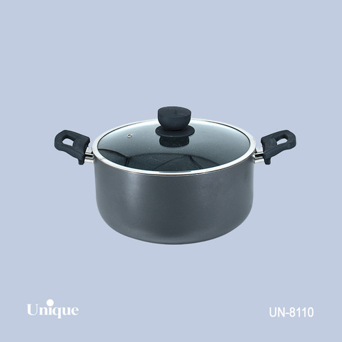 قابلمه تک سایز 28 برند یونیک Unique کد UN-8110 گرانیتی رنگ طوسی تیره دسته باکالیتی
