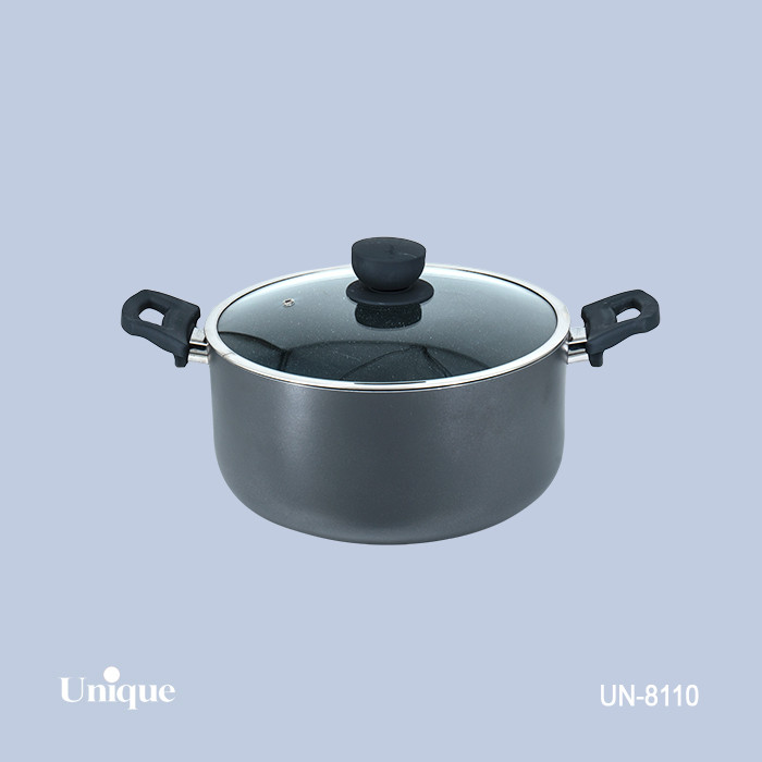 قابلمه تک سایز 28 برند یونیک Unique کد UN-8110 گرانیتی رنگ طوسی تیره دسته باکالیتی