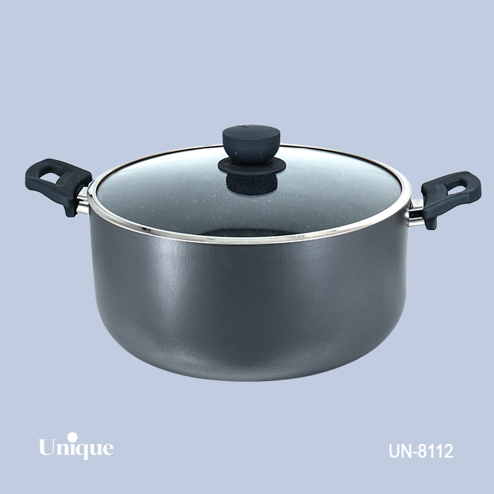 قابلمه تک سایز 32 برند یونیک Unique کد UN-8112 گرانیتی رنگ طوسی تیره دسته باکالیتی