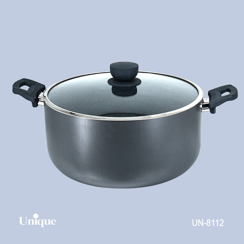 قابلمه تک سایز 32 برند یونیک Unique کد UN-8112 گرانیتی رنگ طوسی تیره دسته باکالیتی