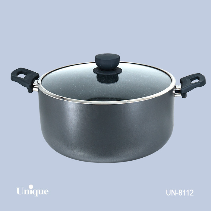 قابلمه تک سایز 32 برند یونیک Unique کد UN-8112 گرانیتی رنگ طوسی تیره دسته باکالیتی