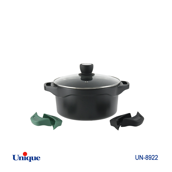 قابلمه تک سایز 16 برند یونیک Unique کد UN-8922 مدل هلیوس چدنی گرانیتی دسته سیلیکونی