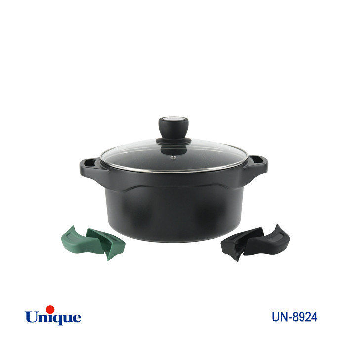 قابلمه تک سایز 20 برند یونیک Unique کد UN-8924 مدل هلیوس چدنی گرانیتی دسته سیلیکونی