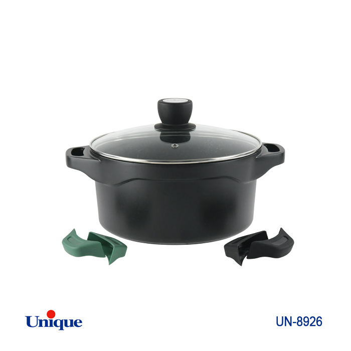 قابلمه تک سایز 24 برند یونیک Unique کد UN-8926 مدل هلیوس چدنی گرانیتی دسته سیلیکونی
