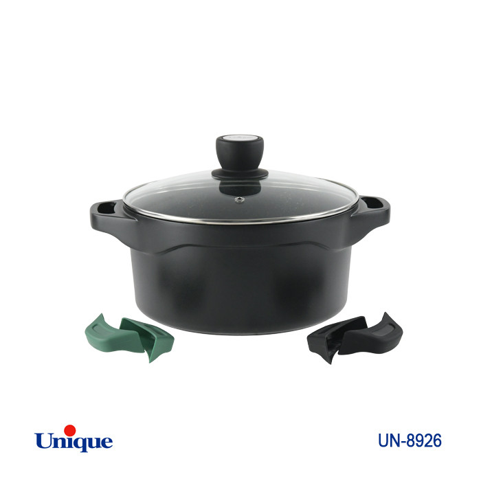 قابلمه تک سایز 24 برند یونیک Unique کد UN-8926 مدل هلیوس چدنی گرانیتی دسته سیلیکونی