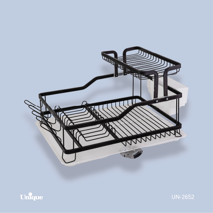 جاظرفی آبچکان 1.5 طبقه برند یونیک Unique کد UN-2652 جنس آلومینیومی رنگ مشکی