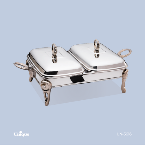 سوفله دو خانه برند یونیک Unique کد UN-3616 مدل نگین دار نقره ای