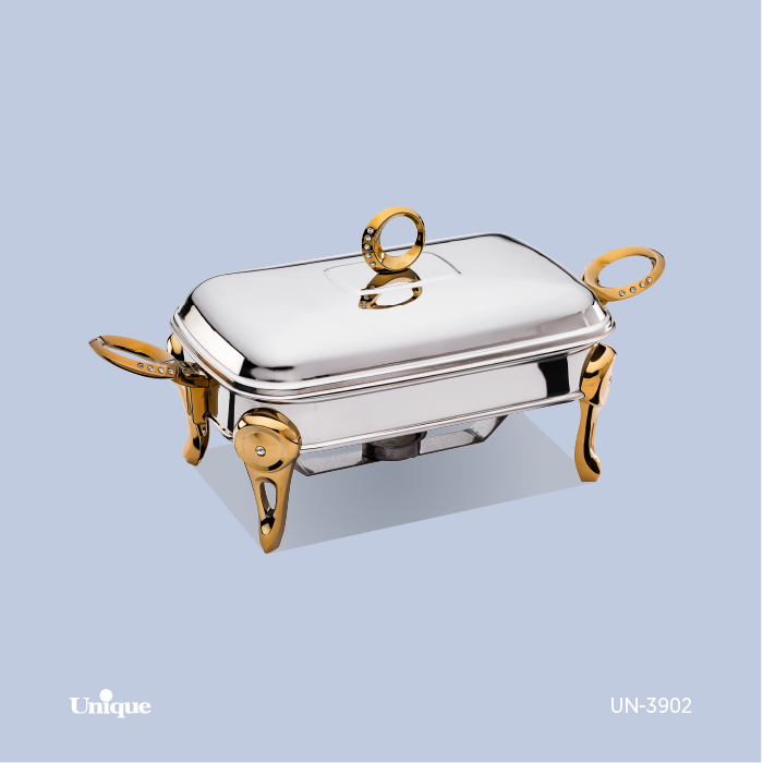 سوفله مستطیل کوچک برند یونیک Unique کد UN-3902 مدل نگین دار طلایی