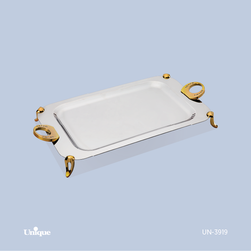 سینی متوسط برند یونیک Unique کد UN-3919 مدل نگین دار طلایی