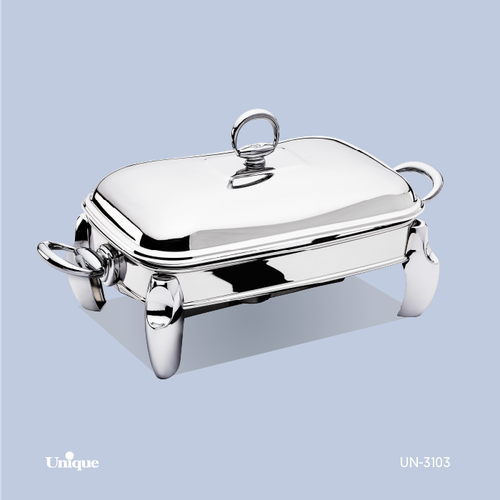 سوفله مستطیل متوسط برند یونیک Unique کد UN-3103 مدل پافیلی کروم
