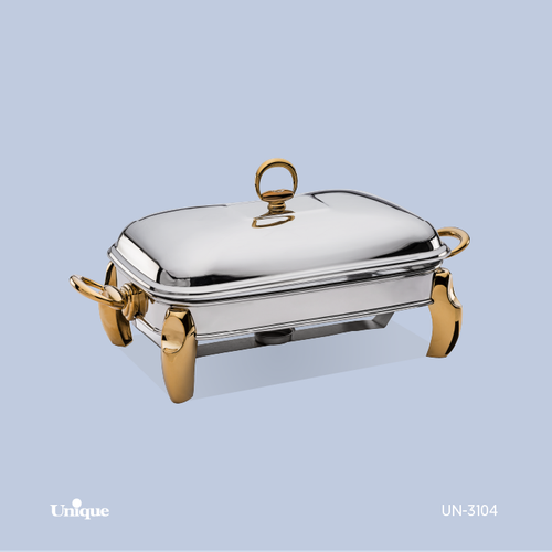 سوفله مستطیل متوسط برند یونیک Unique کد UN-3104 مدل پافیلی طلایی