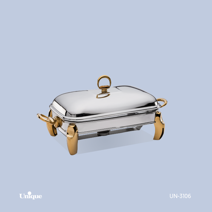 سوفله مستطیل کوچک برند یونیک Unique کد UN-3106 مدل پافیلی طلایی