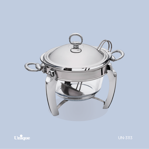سوفله سوپ خوری برند یونیک Unique کد UN-3113 مدل پافیلی کروم با ملاقه