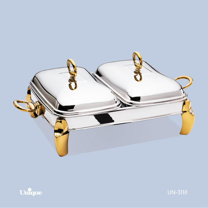 سوفله دو خانه برند یونیک Unique کد UN-3118 مدل پافیلی طلایی