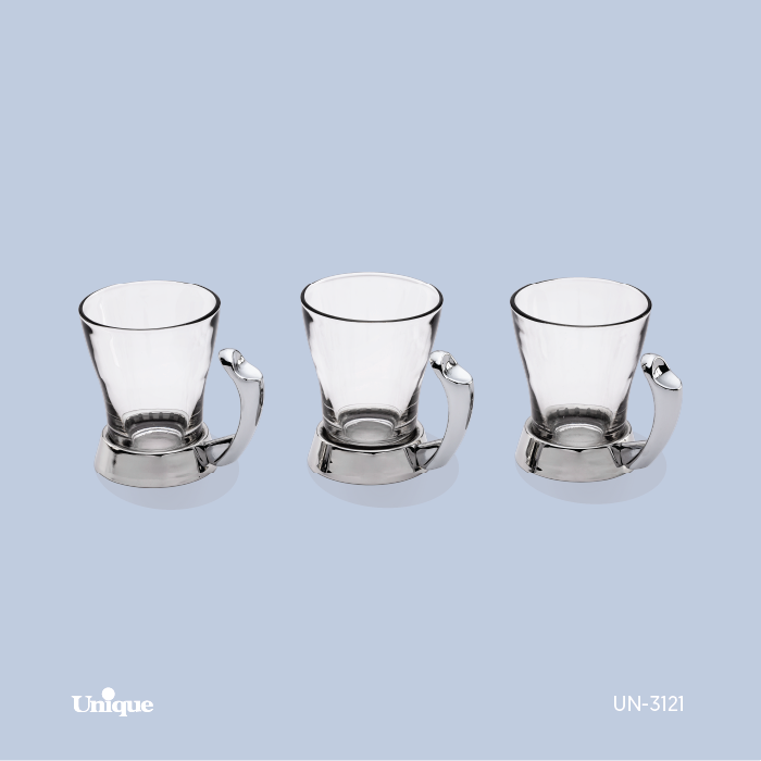 ست چایخوری برند یونیک Unique کد UN-3121 مدل پافیلی کروم