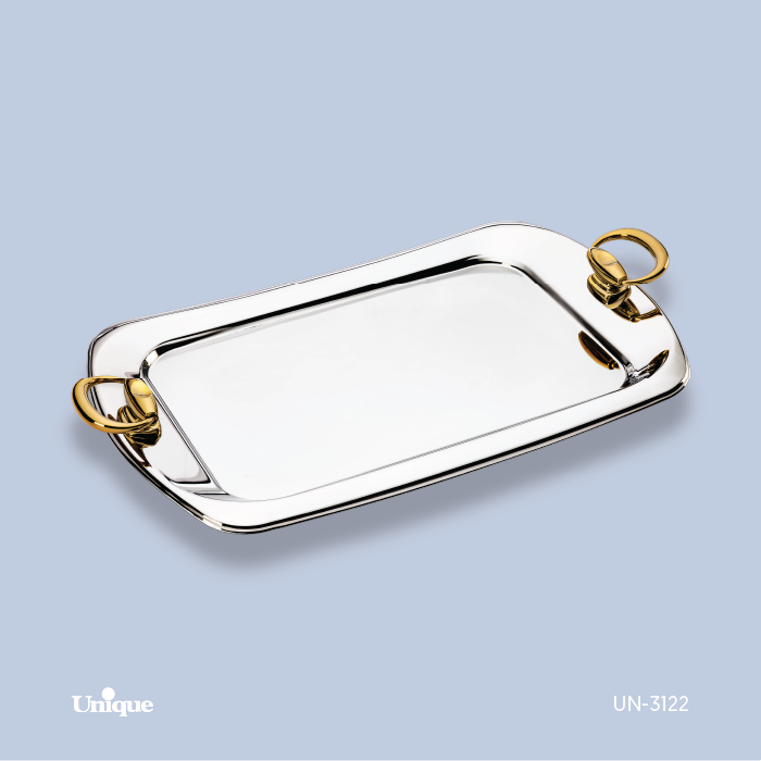 سینی متوسط برند یونیک Unique کد UN-3122 مدل پافیلی طلایی