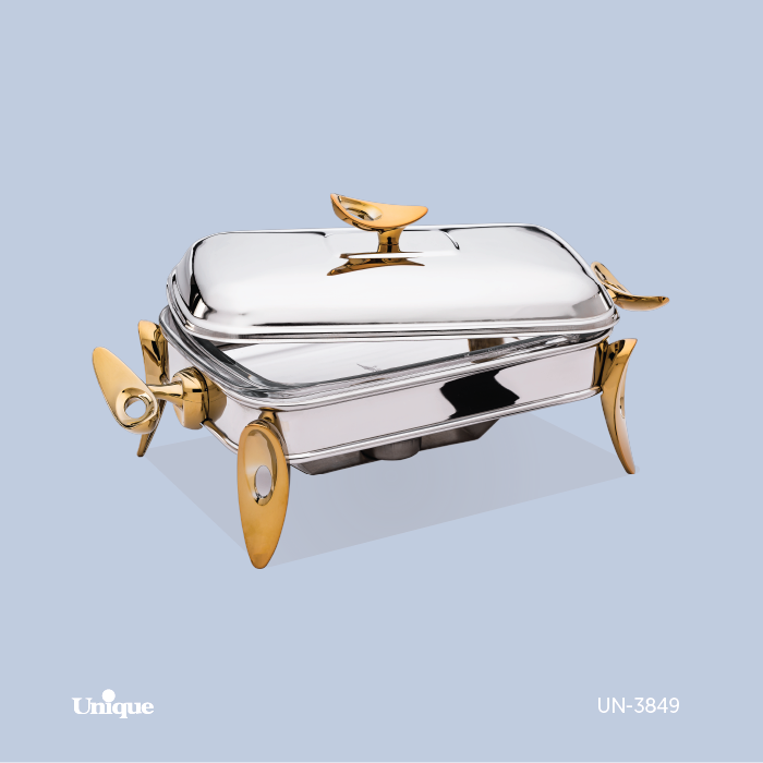 سوفله مستطیل بزرگ برند یونیک Unique کد UN-3849 مدل قایقی طلایی