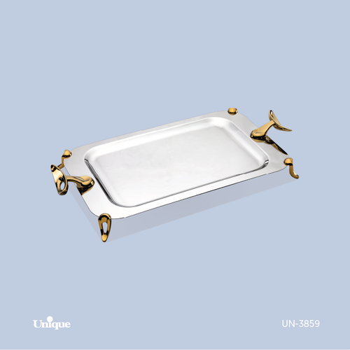 سینی متوسط برند یونیک Unique کد UN-3859 مدل قایقی طلایی