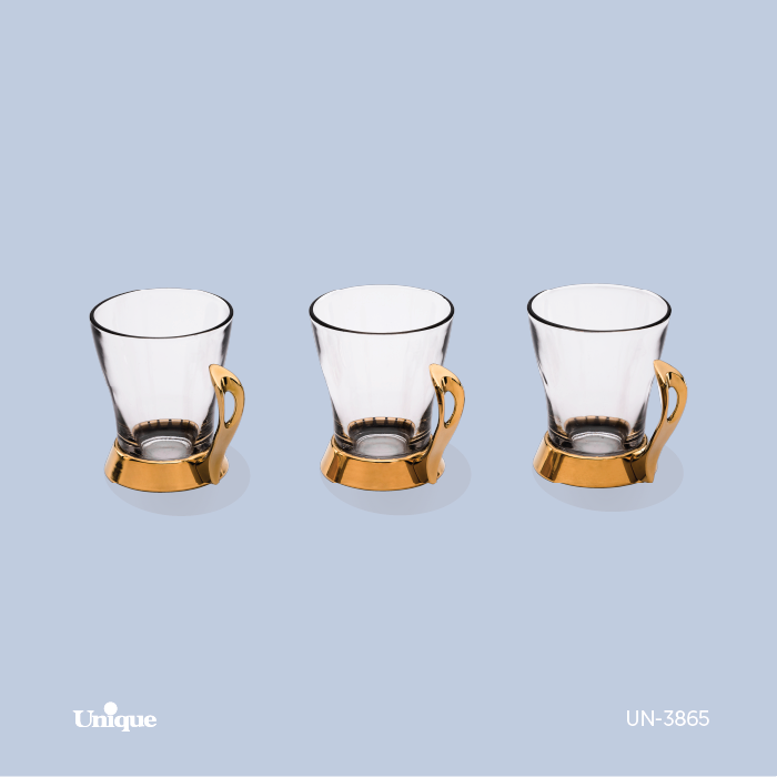 ست چایخوری برند یونیک Unique کد UN-3865 مدل قایقی طلایی