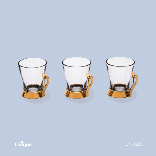 ست چایخوری برند یونیک Unique کد UN-3865 مدل قایقی طلایی