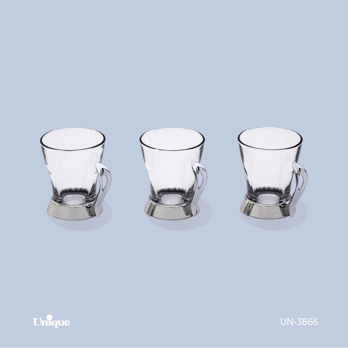 ست چایخوری برند یونیک Unique کد UN-3866 مدل قایقی نقره ای