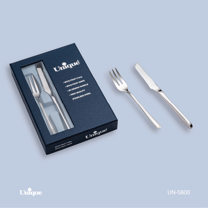 کارد و چنگال 6 تایی برند یونیک Unique کد UN-5800 جنس تمام استیل