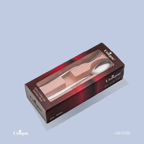 قاشق و چنگال 6 نفره برند یونیک Unique کد UN-5720 جنس تمام استیل