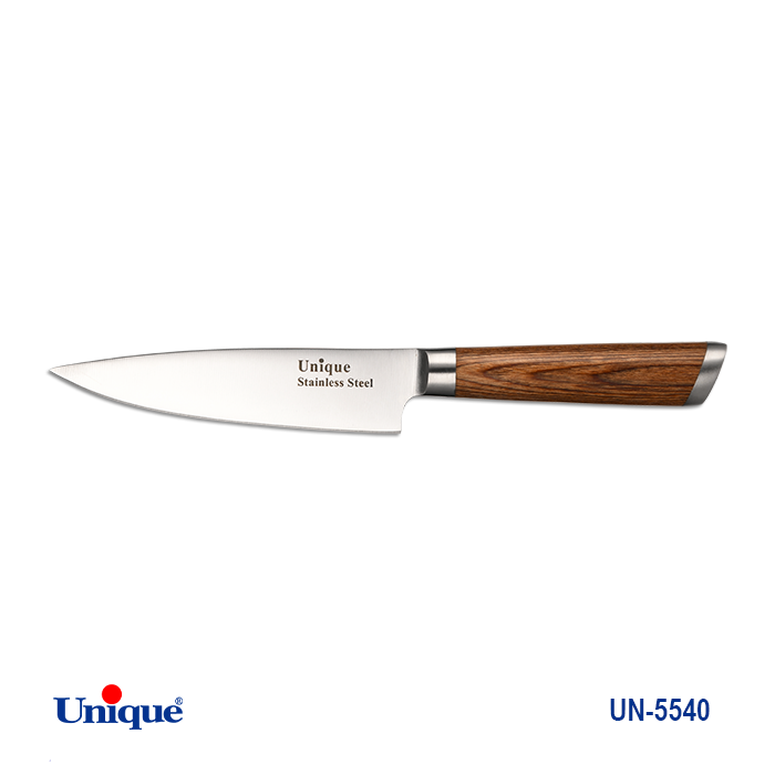 کارد تک آشپزخانه برند یونیک Unique کد UN-5540 مدل دسته طرح چوب سایز 5 اینچ