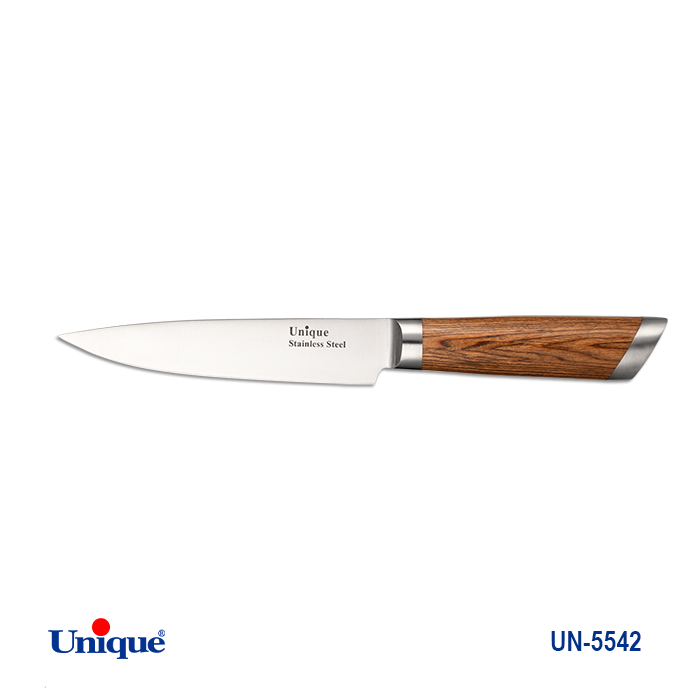 کارد تک آشپزخانه برند یونیک Unique کد UN-5542 مدل دسته طرح چوب سایز 6 اینچ