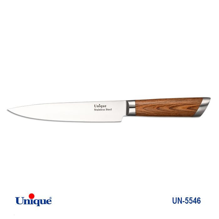 کارد تک آشپزخانه برند یونیک Unique کد UN-5546 مدل دسته طرح چوب سایز 7 اینچ
