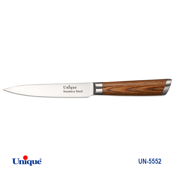 کارد تک آشپزخانه برند یونیک Unique کد UN-5552 مدل دسته طرح چوب سایز 5 اینچ