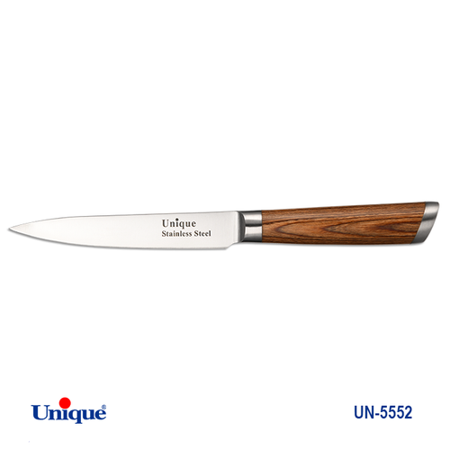 کارد تک آشپزخانه برند یونیک Unique کد UN-5552 مدل دسته طرح چوب سایز 5 اینچ