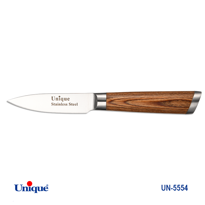 کارد تک آشپزخانه برند یونیک Unique کد UN-5554 مدل دسته طرح چوب سایز3.5 اینچ