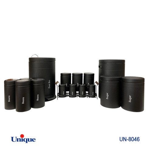 سرویس جهیزیه 16 پارچه برند یونیک Unique کد UN-8046 مدل فلورانس رنگ مشکی درب فلزی
