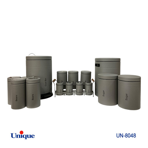 سرویس جهیزیه 16 پارچه برند یونیک Unique کد UN-8048 مدل فلورانس رنگ طوسی درب فلزی