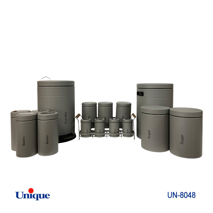 سرویس جهیزیه 16 پارچه برند یونیک Unique کد UN-8048 مدل فلورانس رنگ طوسی درب فلزی